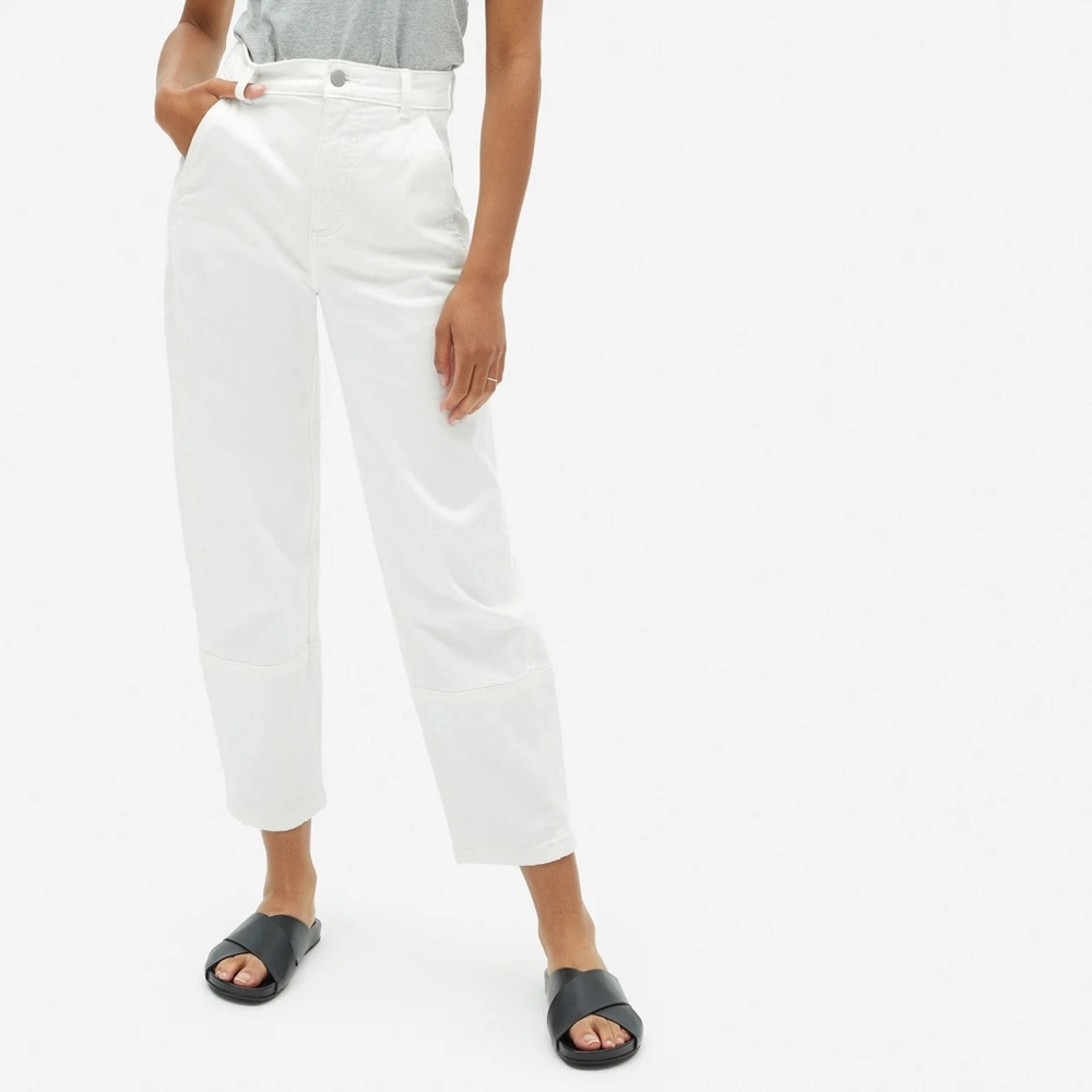 White Everlane Utility Barrel Pant Cotton